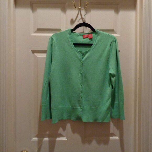 Pretty lime green cardigan with classic button front and long sleeves - Picture 2 of 3